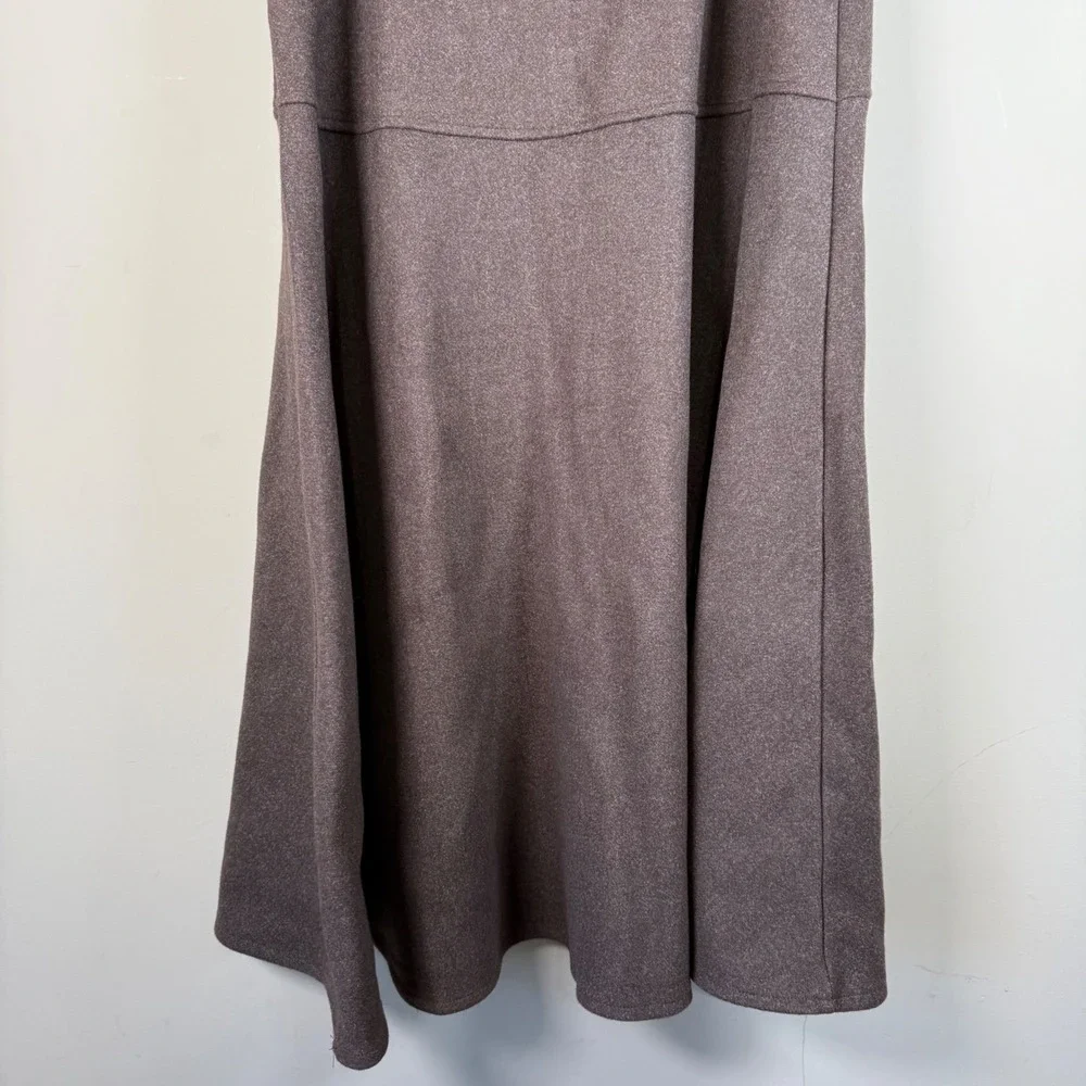 OGL NWT Brown Cash Soft FuzzLuxe Drop Waist Flared Maxi Skirt Wool Like Large - Picture 4 of 10